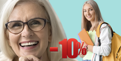 Скидка 10% пенсионерам и студентам